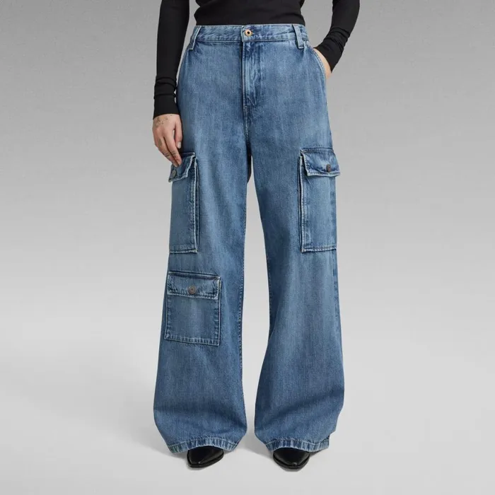 Loose Women GStar RAW Mega Cargo Denim Jeans Faded Waterfront