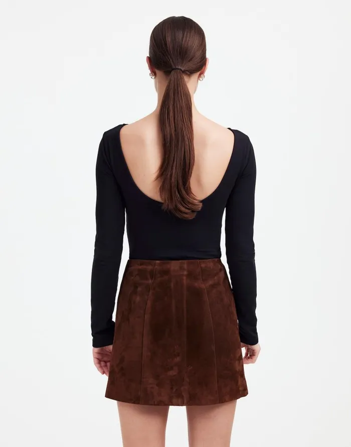 Madewell Alexa Chung For Madewell Suede Mini Skirt Dark Roast Suede Women Skirts