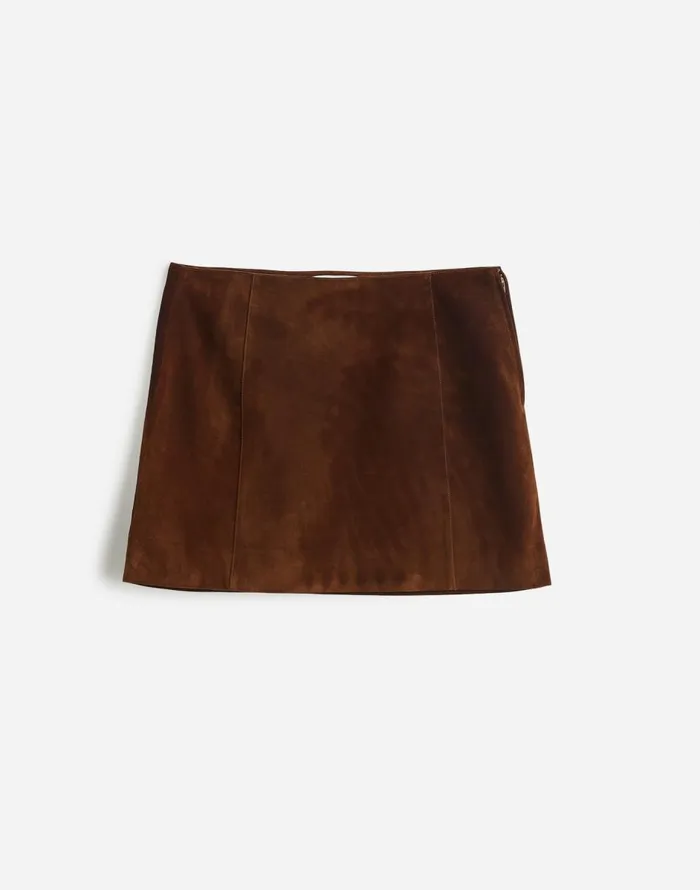 Madewell Alexa Chung For Madewell Suede Mini Skirt Dark Roast Suede Women Skirts