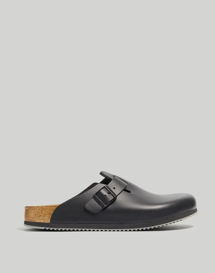 Madewell Birkenstock Boston Grip Leather Clogs Black Men Sandals
