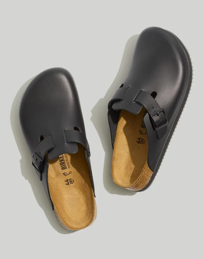 Madewell Birkenstock Boston Grip Leather Clogs Black Men Sandals
