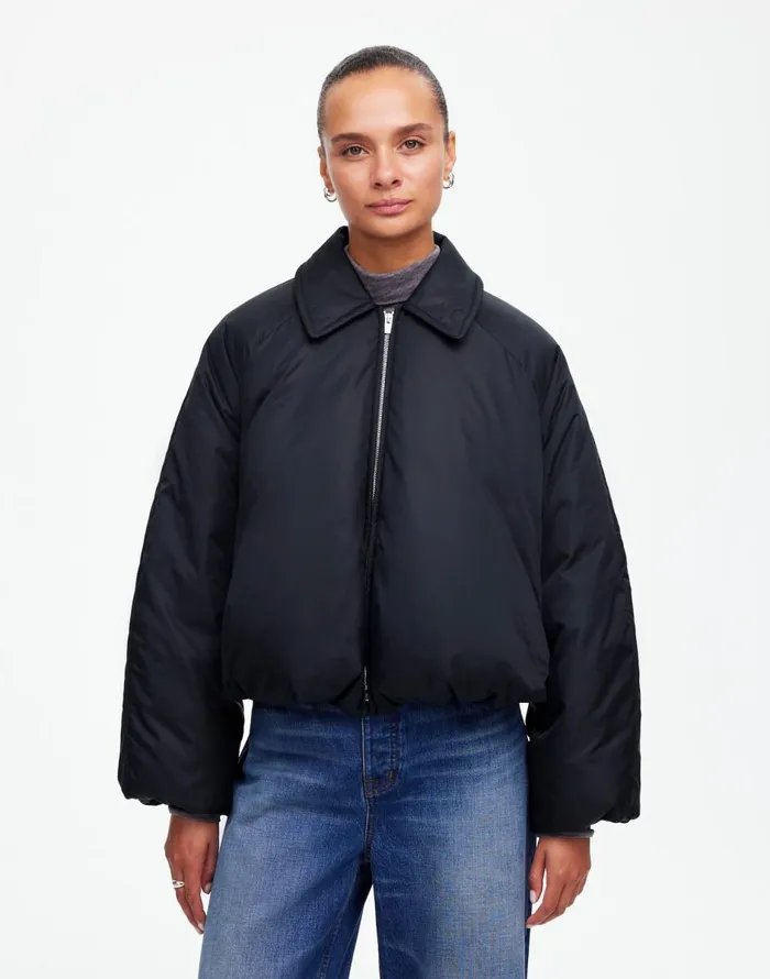 Madewell Bomber Puffer Jacket Mills Black Women Coats Jackets