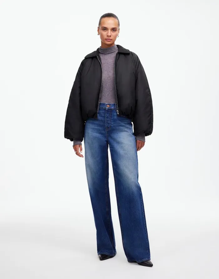 Madewell Bomber Puffer Jacket Mills Black Women Coats Jackets