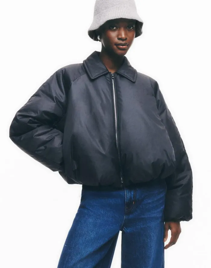 Madewell Bomber Puffer Jacket Mills Black Women Coats Jackets
