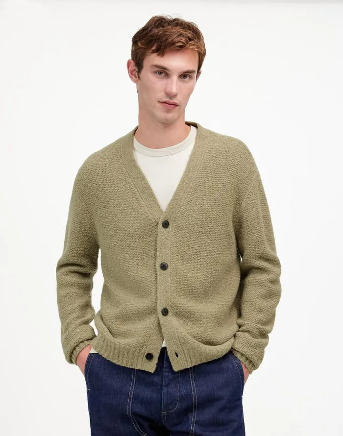 Madewell Boucl Cardigan Sweater Faded Surplus Men Sweaters