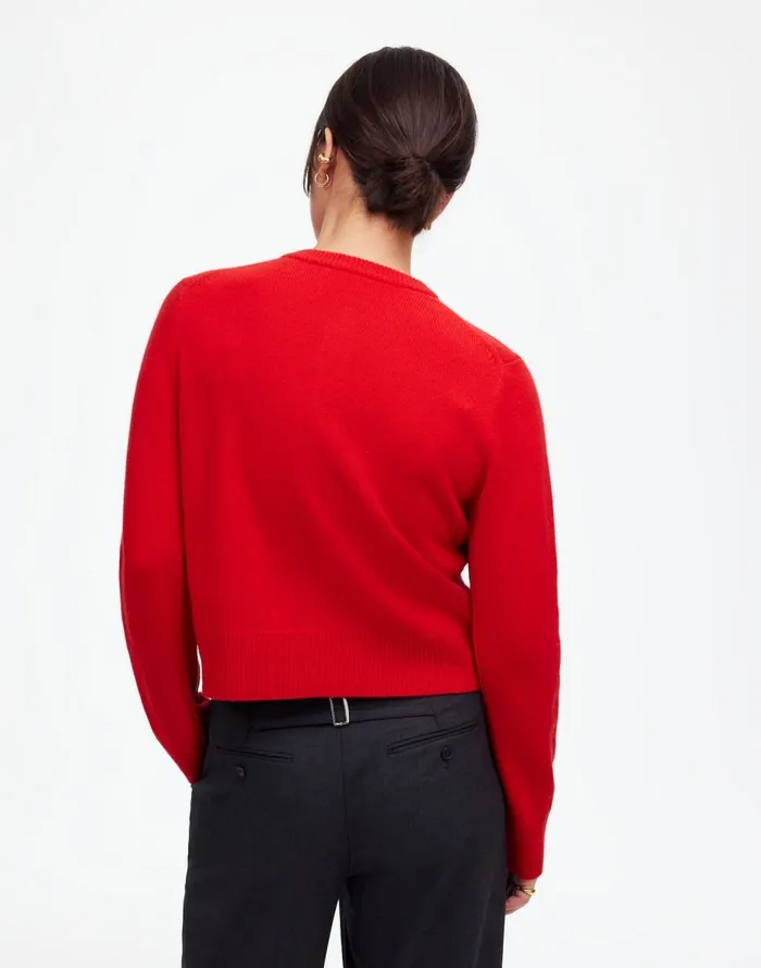 Madewell Cashmere ButtonFront Cardigan Sweater Bright Cherry Women Sweaters