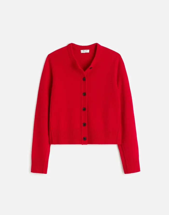 Madewell Cashmere ButtonFront Cardigan Sweater Bright Cherry Women Sweaters