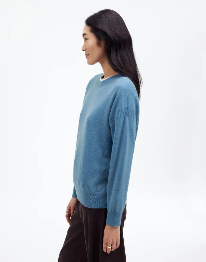 Madewell Cashmere Relaxed Crewneck Sweater Hthr Denim Blue Women Sweaters