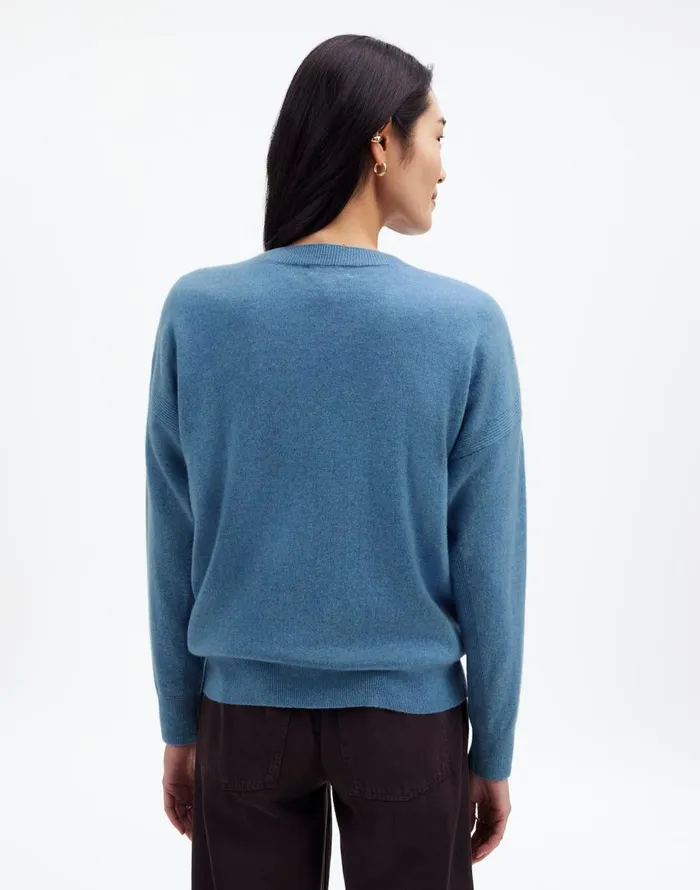 Madewell Cashmere Relaxed Crewneck Sweater Hthr Denim Blue Women Sweaters