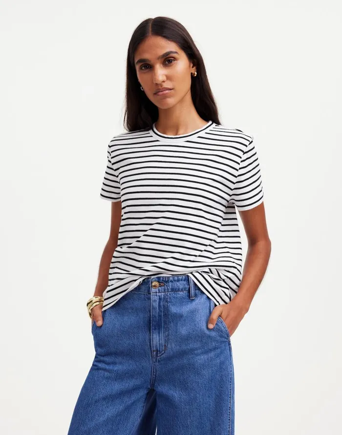 Madewell Cotton Perfect Crewneck Tee Jet Black Women Tees