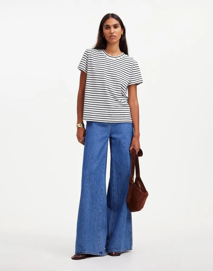 Madewell Cotton Perfect Crewneck Tee Jet Black Women Tees