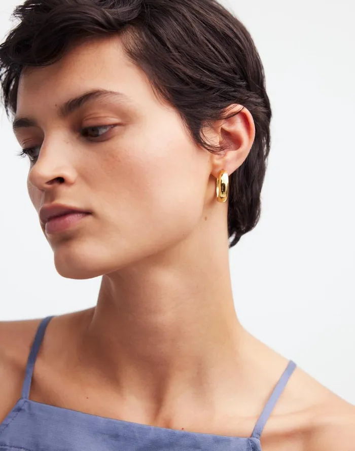 Madewell DemiFine Chunky Medium Hoop Earrings 14k Gold Women Jewelry
