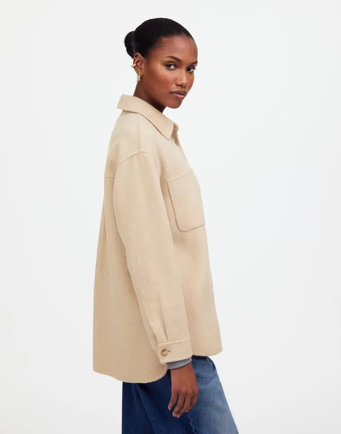 Madewell DoubleFaced Long ShirtJacket Maple Oatmeal Melange Women Coats Jackets