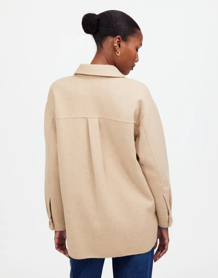 Madewell DoubleFaced Long ShirtJacket Maple Oatmeal Melange Women Coats Jackets