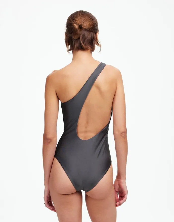 Madewell Jade Swim Evolve OnePiece Swimsuit Slate Sheen Women Swim