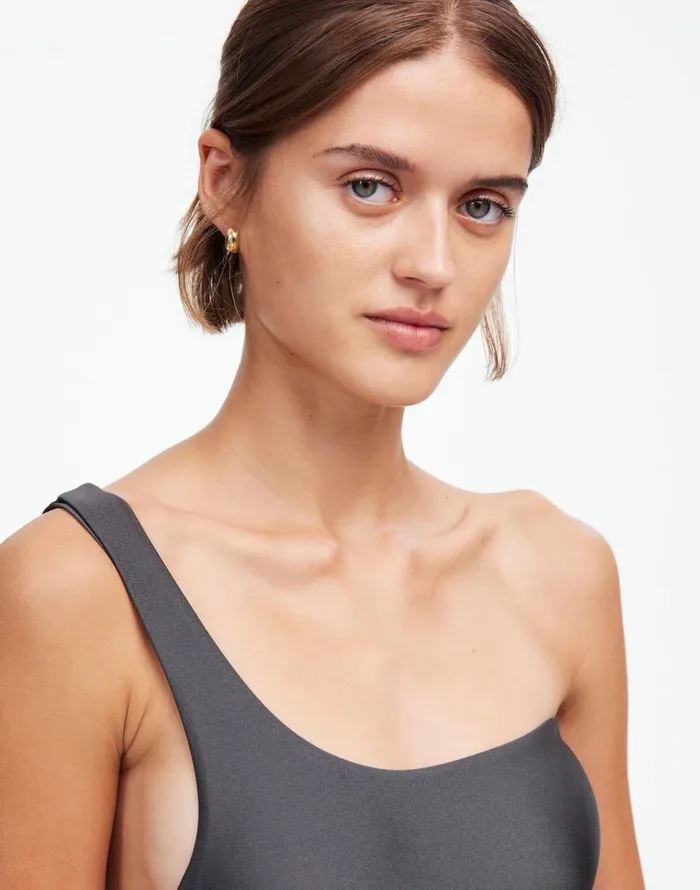 Madewell Jade Swim Evolve OnePiece Swimsuit Slate Sheen Women Swim
