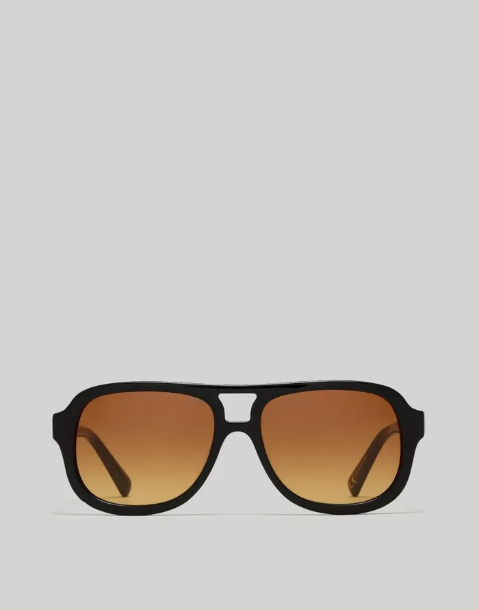 Madewell Logaan Aviator Sunglasses True Black Women Sunglasses
