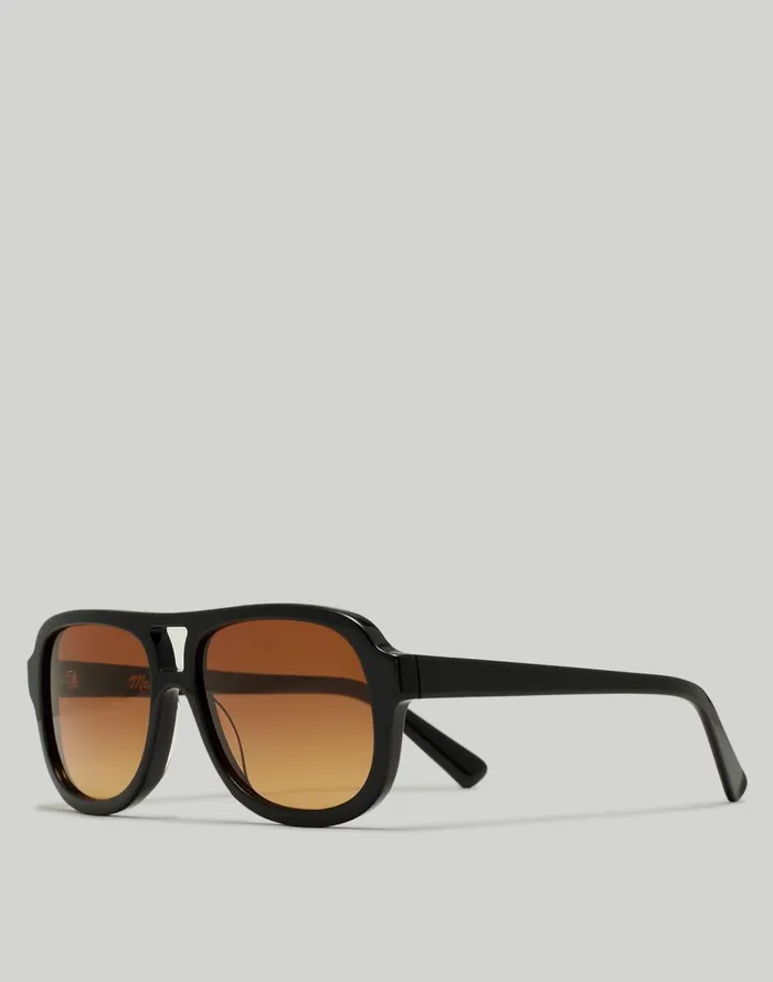 Madewell Logaan Aviator Sunglasses True Black Women Sunglasses
