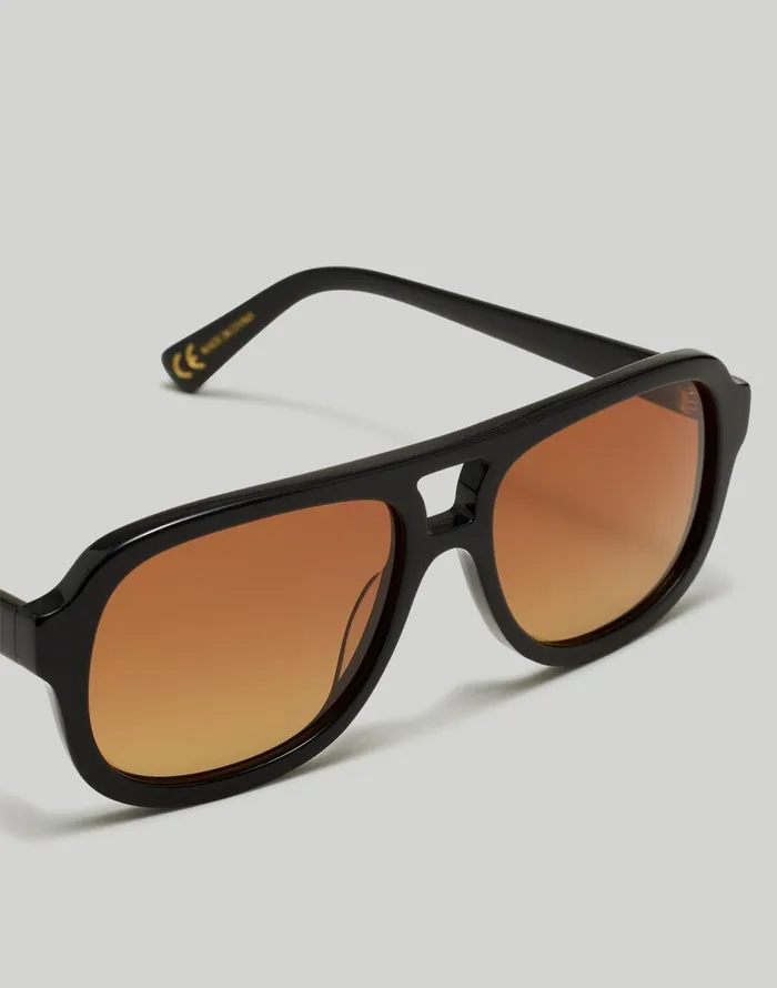 Madewell Logaan Aviator Sunglasses True Black Women Sunglasses