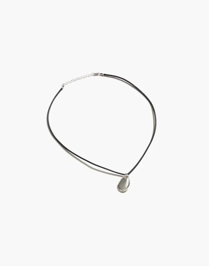 Madewell Maslo Jewelry Small Pebble Pendant Necklace Sterling Silver Cord Silver Women Jewelry