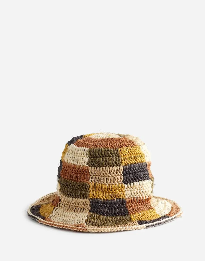 Madewell MINGA Crocheted Checkered Bucket Hat Multicolor Women Hats