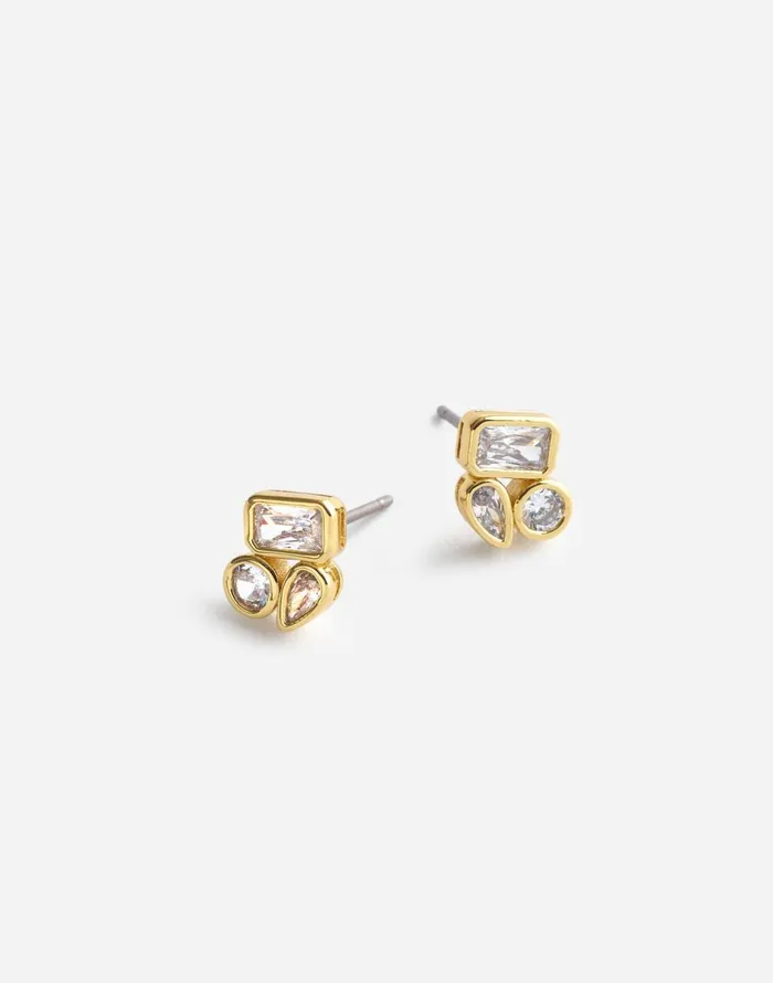 Madewell MixedCut Crystal Cluster Stud Earrings Pale Gold Women Jewelry