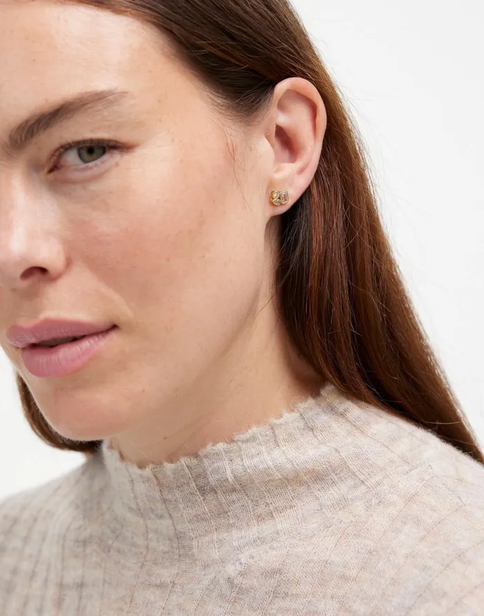 Madewell MixedCut Crystal Cluster Stud Earrings Pale Gold Women Jewelry