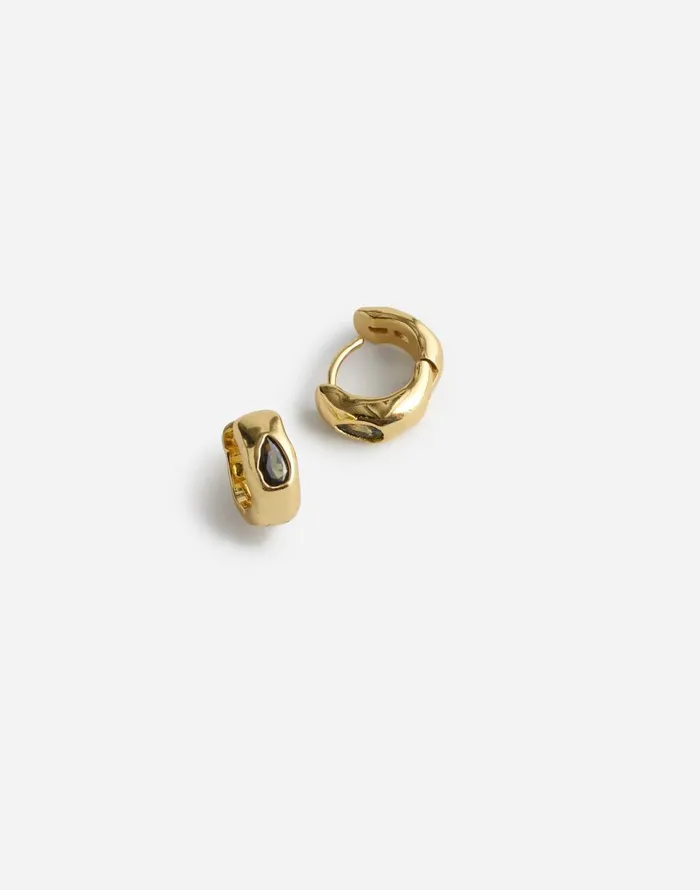 Madewell Molten Gem Small Hoop Earrings Pale Gold Women Jewelry