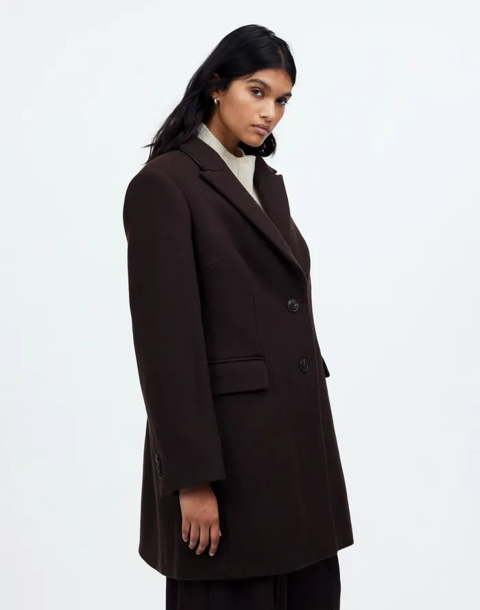 Madewell Plus Blazer Coat In Insuluxe Fabric Hthr Cold Brew Women Coats Jackets
