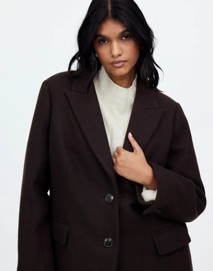 Madewell Plus Blazer Coat In Insuluxe Fabric Hthr Cold Brew Women Coats Jackets