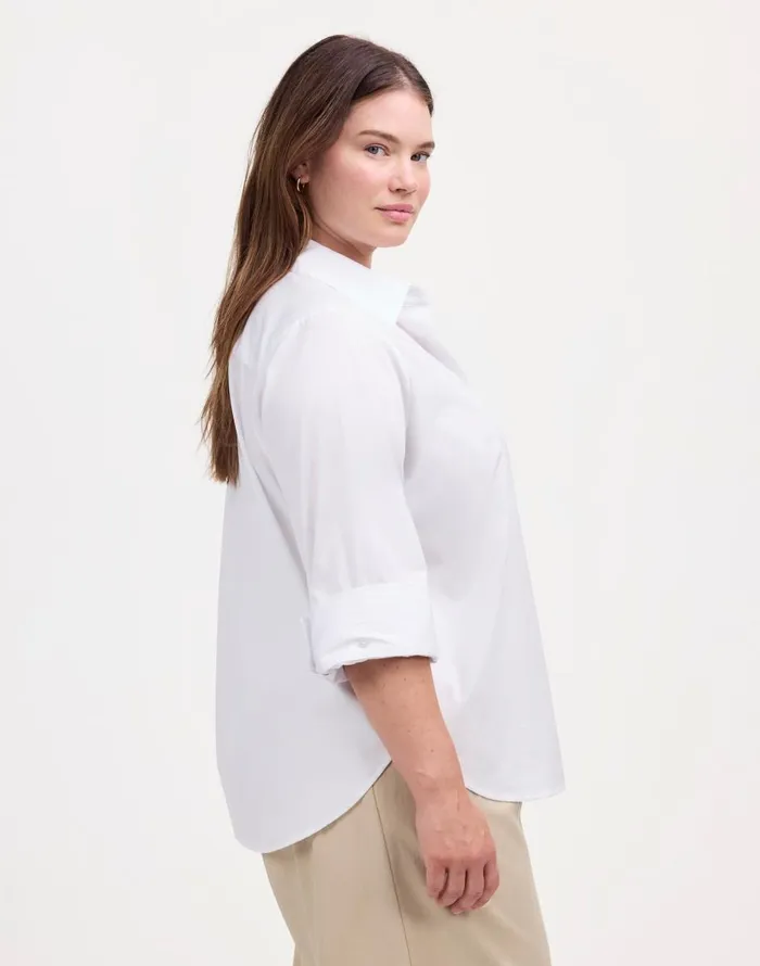 Madewell Plus Easy YNeck ButtonUp Shirt Eyelet White Women Tops and Shirts
