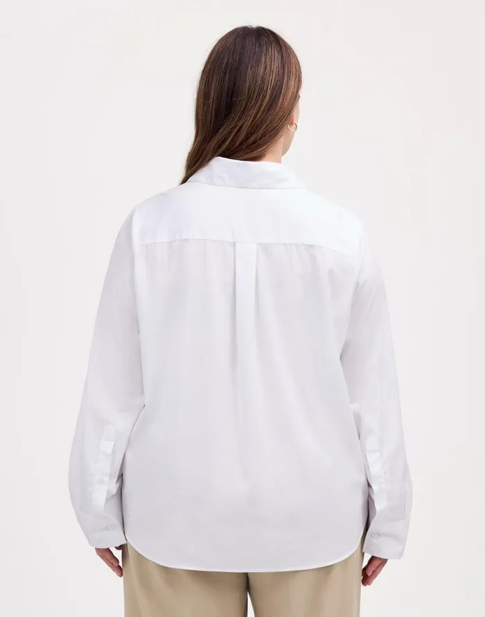 Madewell Plus Easy YNeck ButtonUp Shirt Eyelet White Women Tops and Shirts
