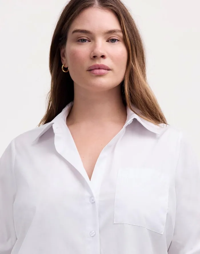 Madewell Plus Easy YNeck ButtonUp Shirt Eyelet White Women Tops and Shirts