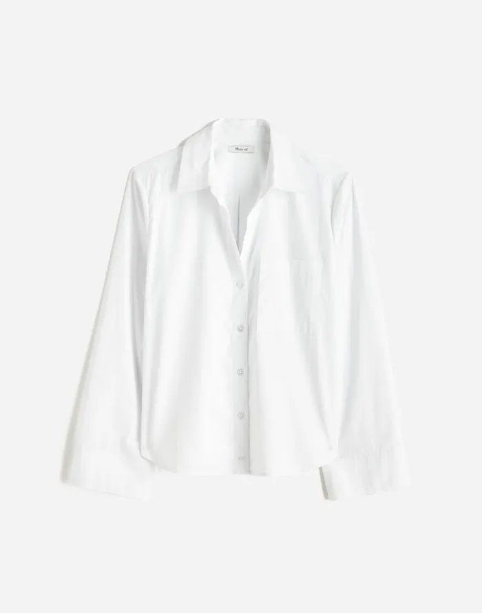 Madewell Plus Easy YNeck ButtonUp Shirt Eyelet White Women Tops and Shirts
