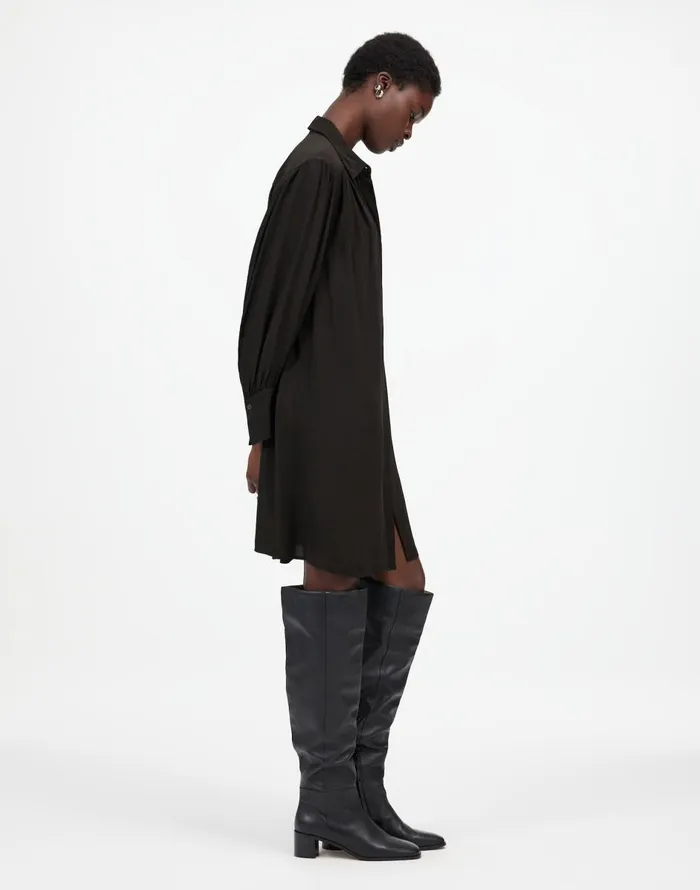 Madewell Relaxed ButtonFront Mini Dress True Black Women Dresses