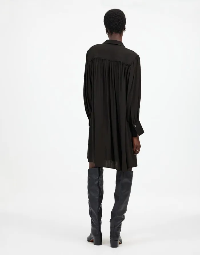 Madewell Relaxed ButtonFront Mini Dress True Black Women Dresses