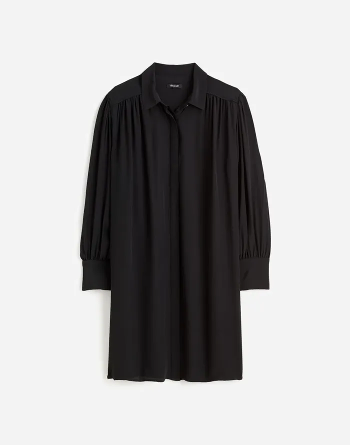 Madewell Relaxed ButtonFront Mini Dress True Black Women Dresses