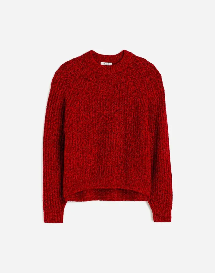 Madewell Ribbed CottonBlend Sweater Bright Cherry Marl Women Sweaters