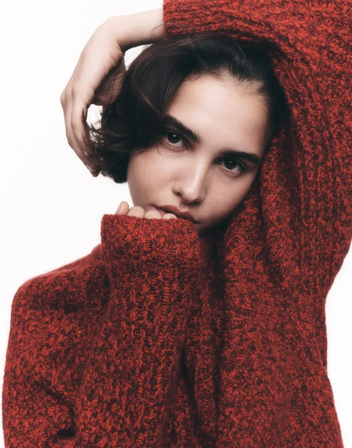 Madewell Ribbed CottonBlend Sweater Bright Cherry Marl Women Sweaters