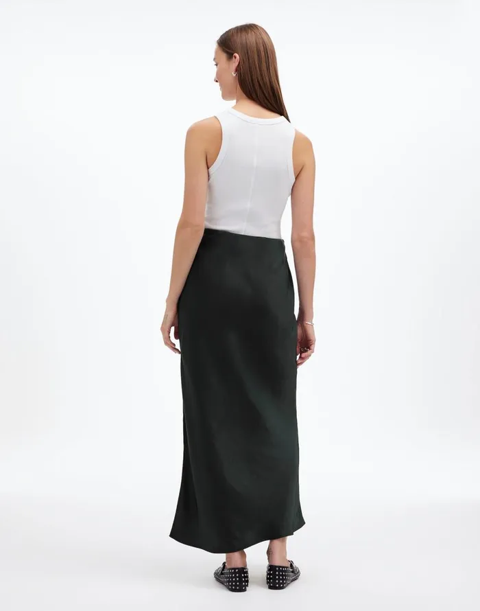 Madewell Satin Maxi Slip Skirt Luxury Forest Women Skirts