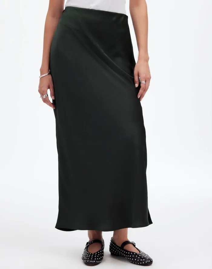 Madewell Satin Maxi Slip Skirt Luxury Forest Women Skirts