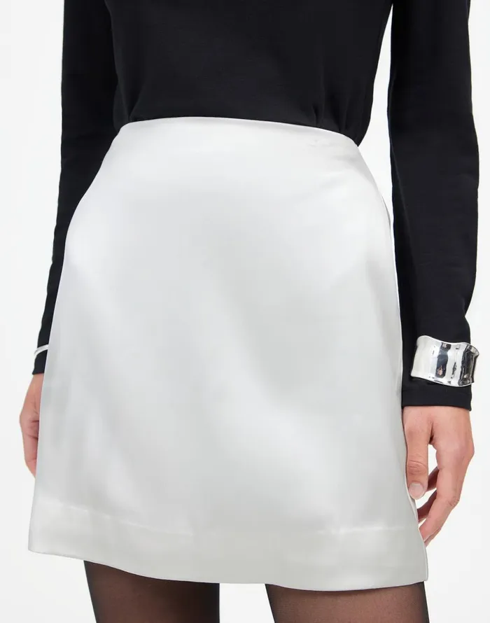 Madewell Satin Mini Skirt Winter White Women Skirts