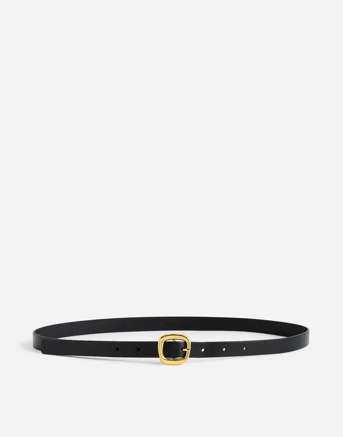 Madewell Sculptural Buckle Leather Skinny Belt True Black Women Belts