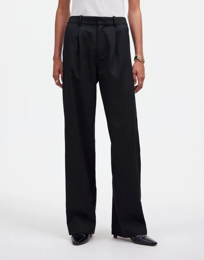 Madewell Slouchy Straight Pants In Drapey Twill True Black Women Pants