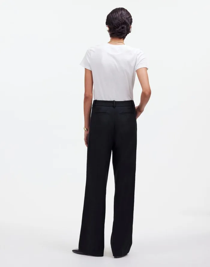 Madewell Slouchy Straight Pants In Drapey Twill True Black Women Pants