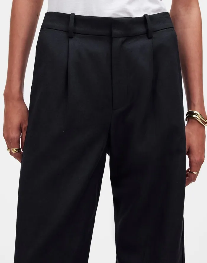 Madewell Slouchy Straight Pants In Drapey Twill True Black Women Pants