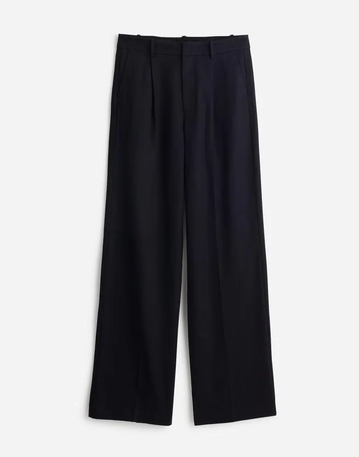 Madewell Slouchy Straight Pants In Drapey Twill True Black Women Pants