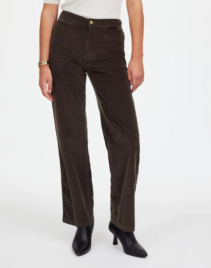 Madewell The Emmett WideLeg Pant In Corduroy Welt Pocket Edition Dark Carob Women Pants