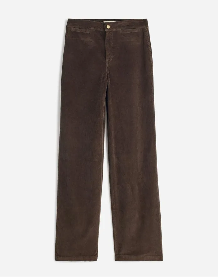 Madewell The Emmett WideLeg Pant In Corduroy Welt Pocket Edition Dark Carob Women Pants