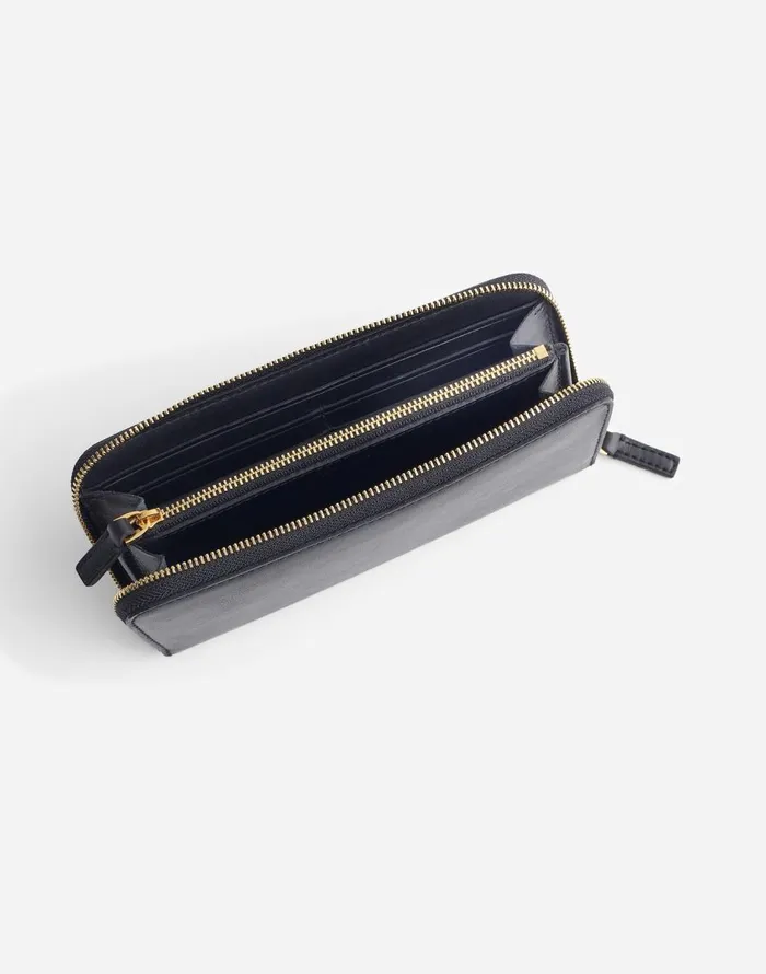 Madewell The Essential Continental Zip Wallet In Leather True Black Women Pouches and Wallets